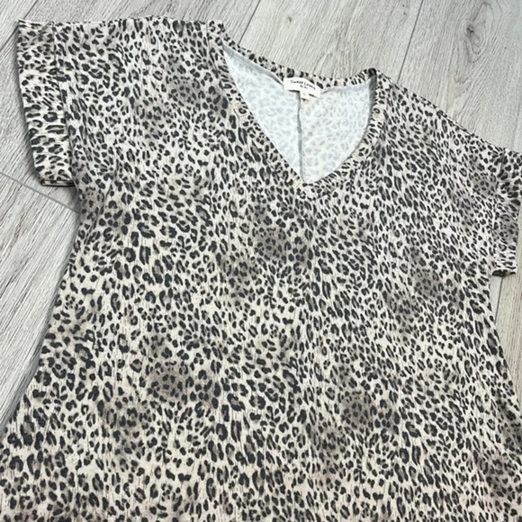 Leopard Print Short Sleeve V-Neck Mini Dress - Mocha - Picture 5 of 8